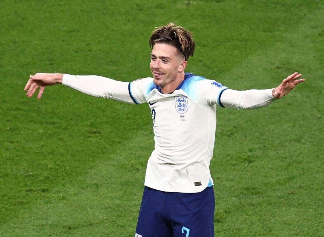 Jack Grealish performing the celebration. Picture: @premierleague/Twitter