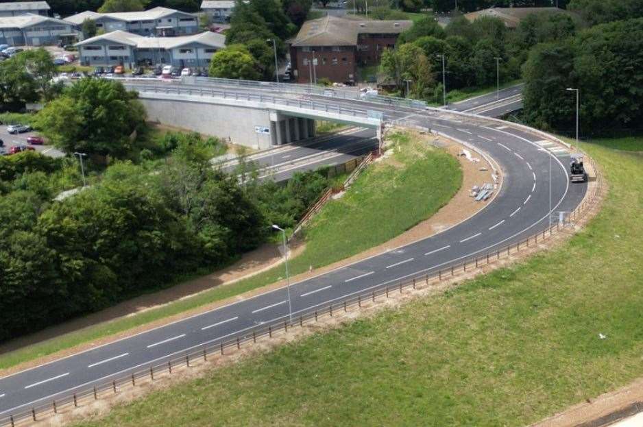 A new bridge has been built over the A2 for the scheme. Picture: KCC