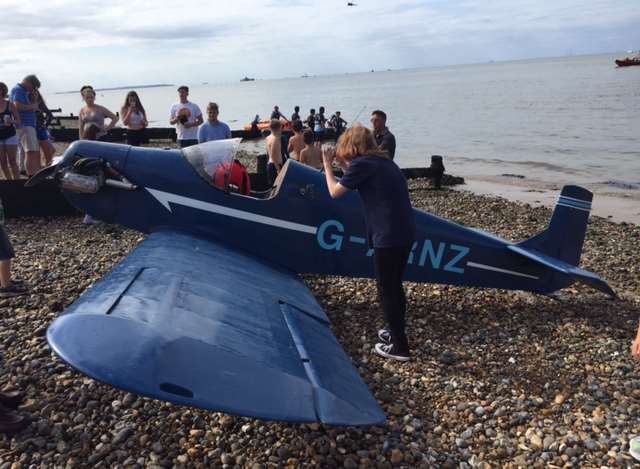 The plane shortly after it was dragged to shore. Picture: Bruno Tilley