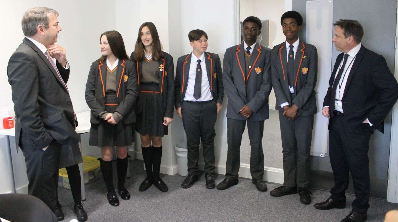 Dartford MP Gareth Johnson chatting with students. Photo: Endeavour Mat