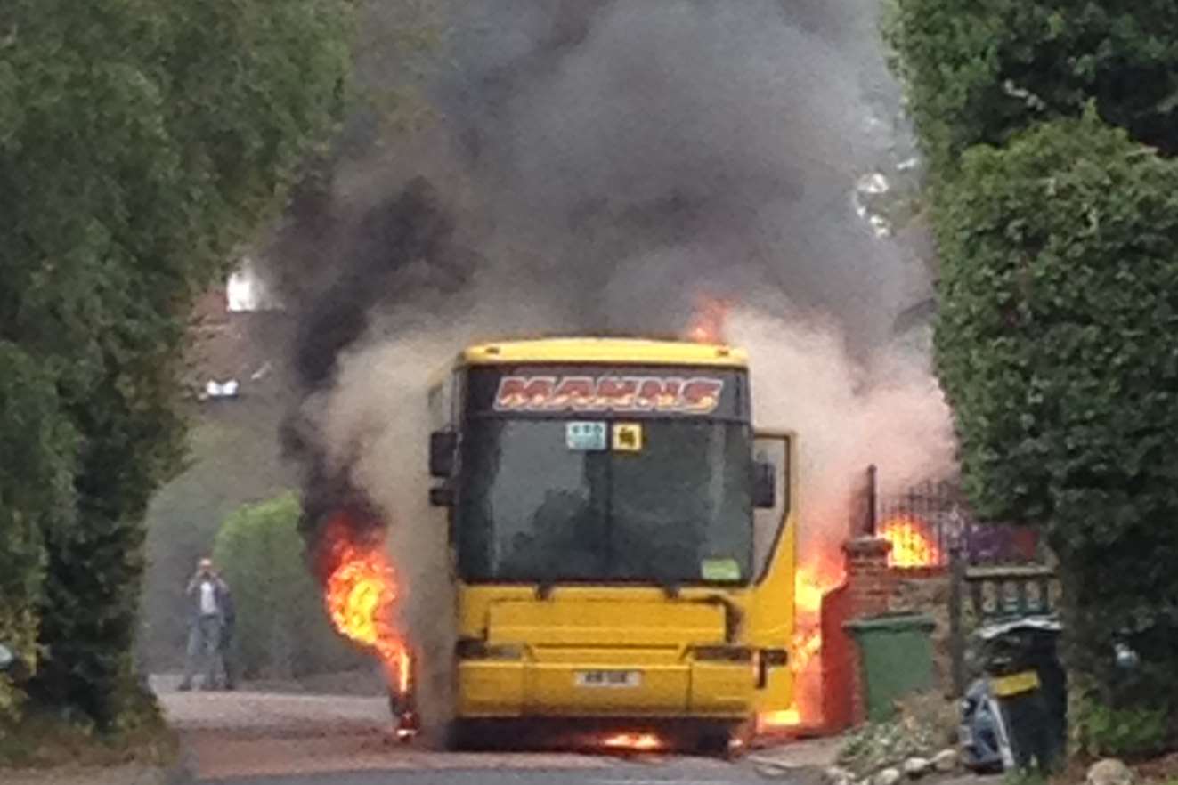 Thick smoke poured from the blazing vehicle. Picture: Nipper