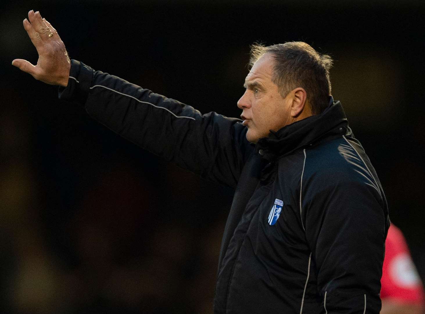 Gills boss Steve Lovell directs his players from the technical area Picture: Ady Kerry