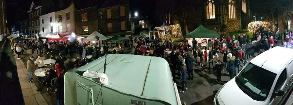 The crowds gathered in Market Street for the switch on