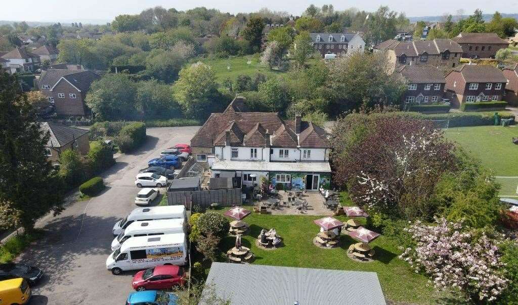 An aerial view of The Fox and Goose in Weavering Street, Maidstone. Image: Rightmove