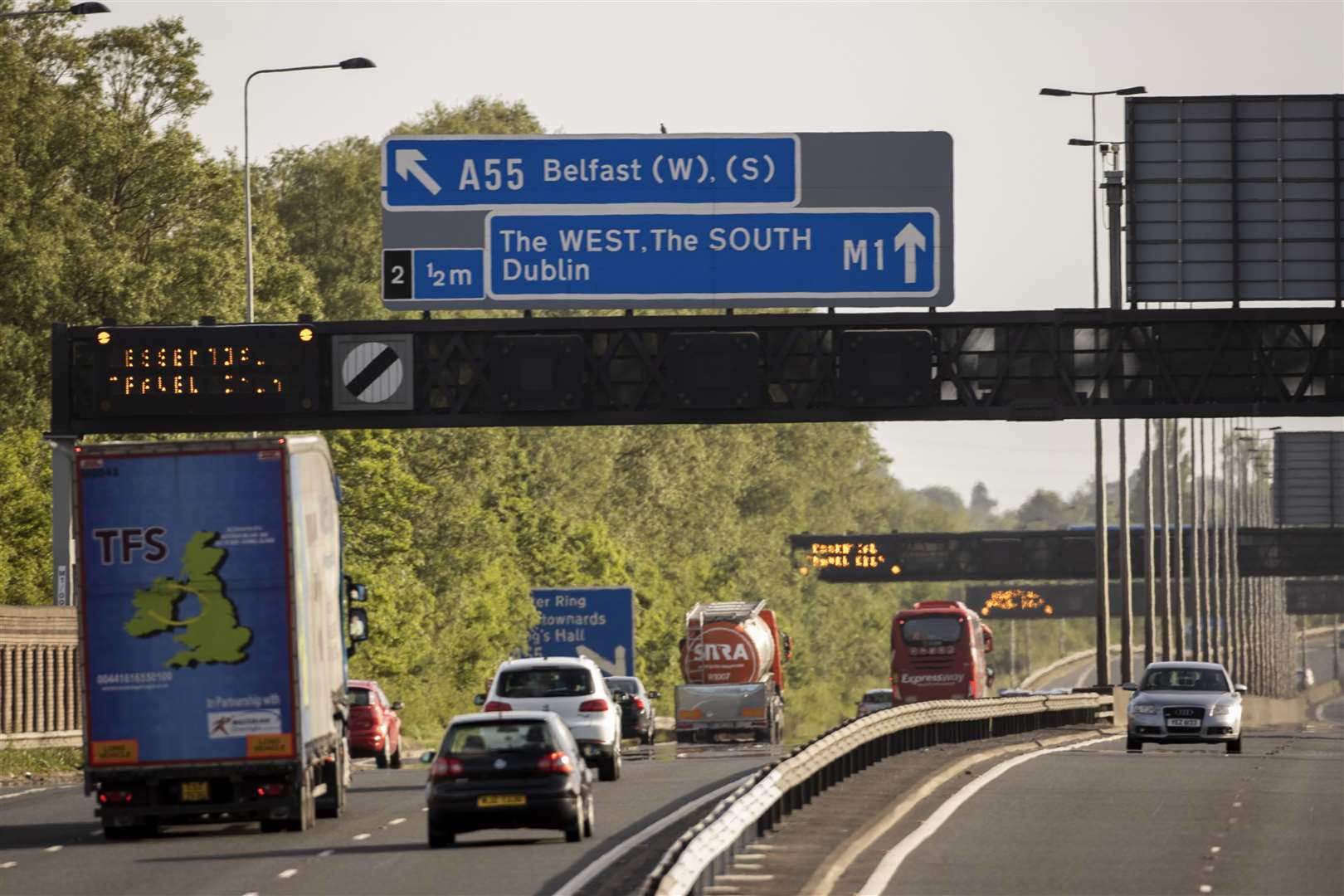 Vehicles travelling on the M1 motorway in Belfast.. (Liam McBurney/PA)