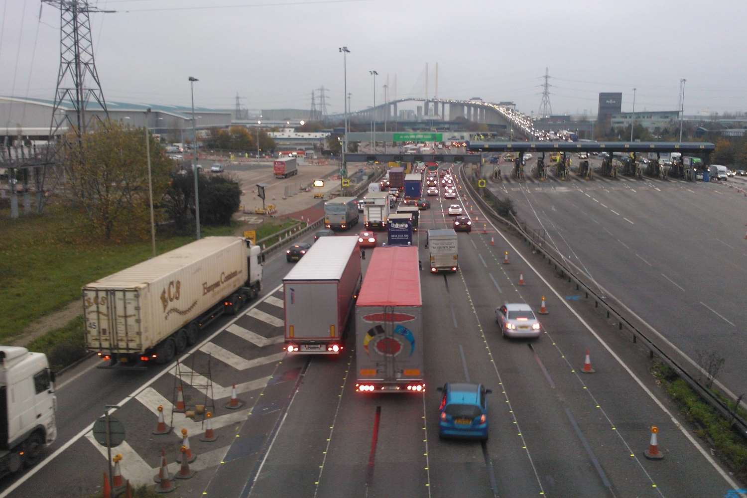 Traffic at around 8.30am at the Dartford Crossing