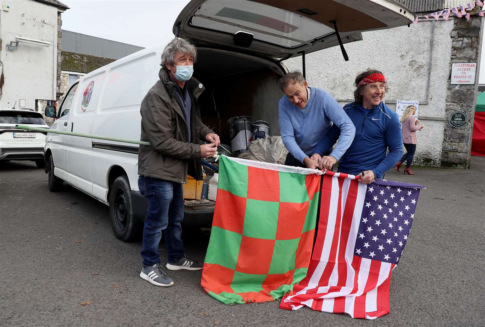 Residents of Ballina, Co. Mayo, Ireland, begin celebrations in the ancestral home of Mr Biden (Brian Lawless/PA).