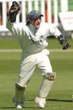 UNFAZED: Richard Piesley appeals for a catch during his debut against Northampton. Picture: ADY KERRY