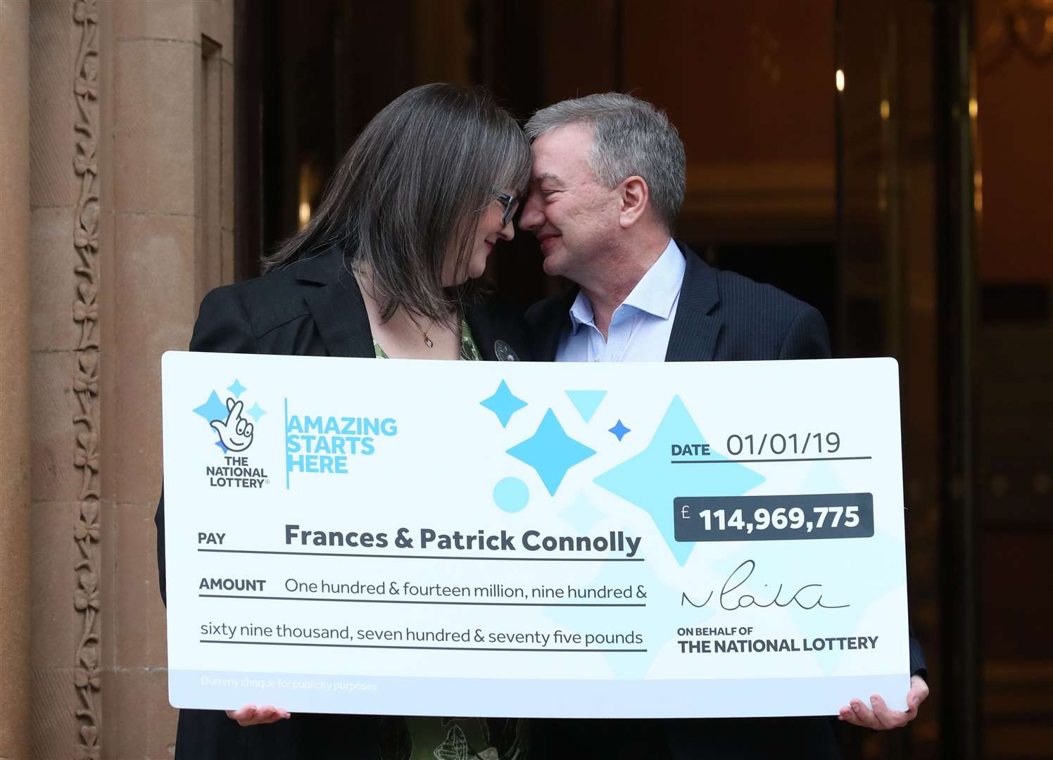 Frances and Patrick Connolly, who scooped a £115 million EuroMillions jackpot (Liam McBurney/PA)