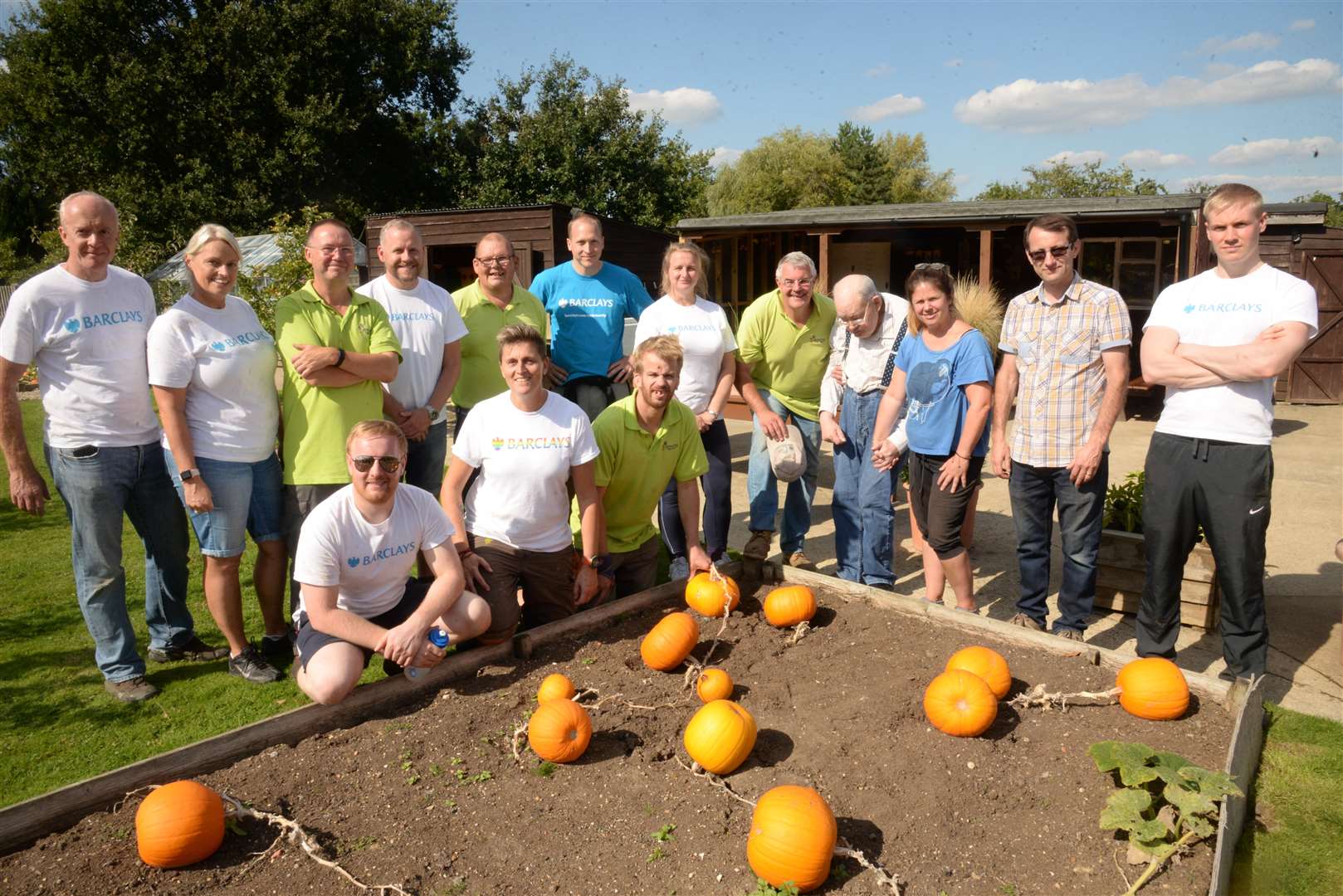 Staff from Barclays with resident staff and clients at Growing Concern