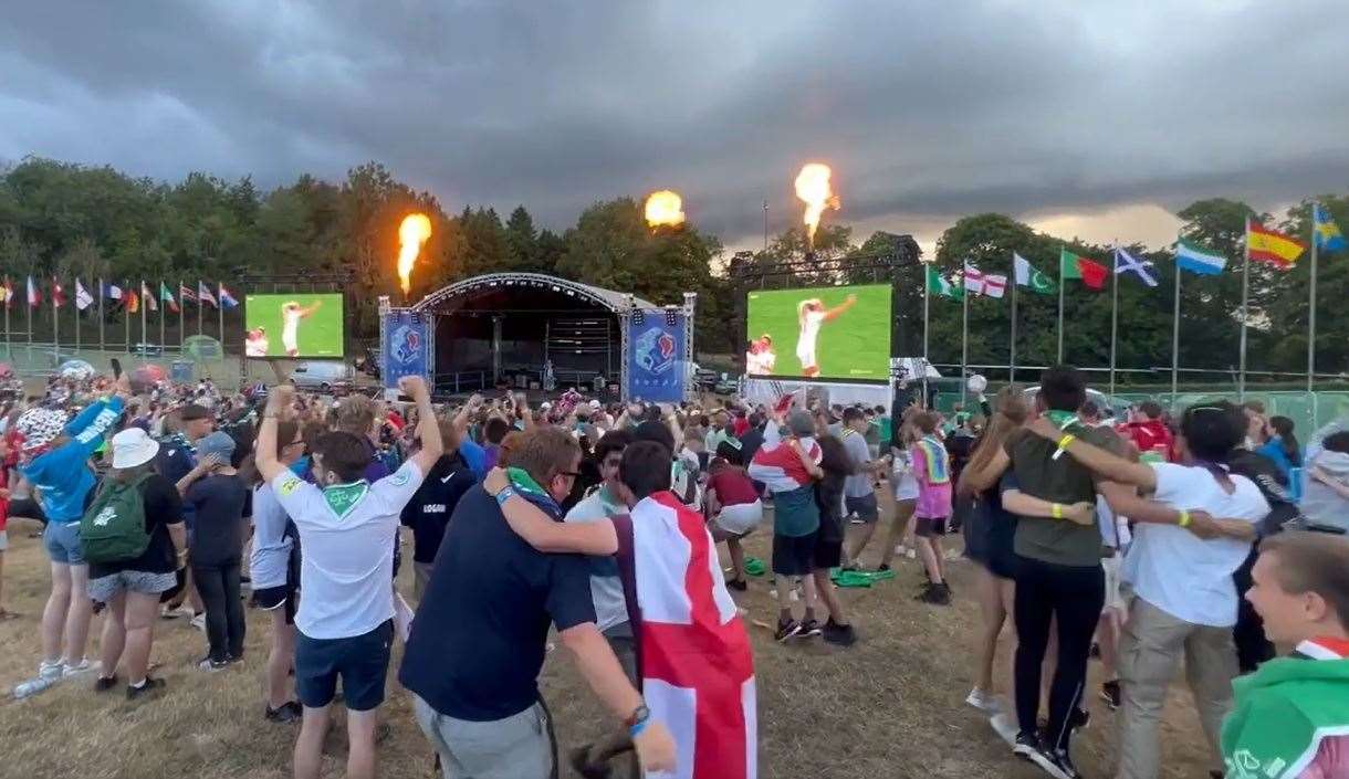 Celebrating the England Lionesses 2-1 win over Germany