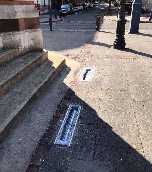 The bottom of the tower was vandalised earlier this month. Picture: Gravesham Council