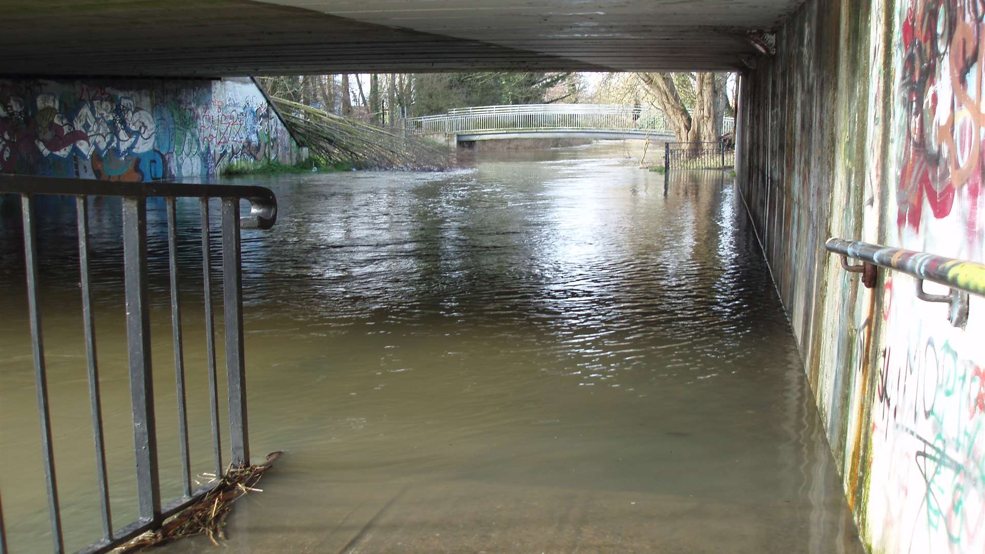 The riverside walk under Rheims Way, Canterbury is impassable