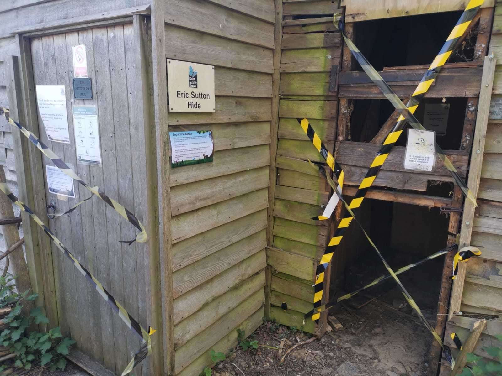 A bird hide in the Sevenoaks reserve has been vandalised. Picture: Kent Wildlife Trust