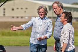 Top Gear presenters James May, Jeremy Clarkson and Richard Hammond filming at Lydd