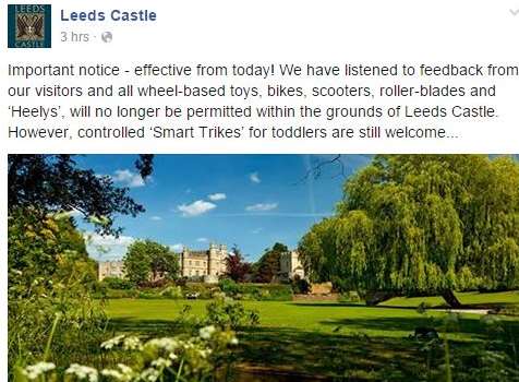 The castle announced the decision on its Facebook page