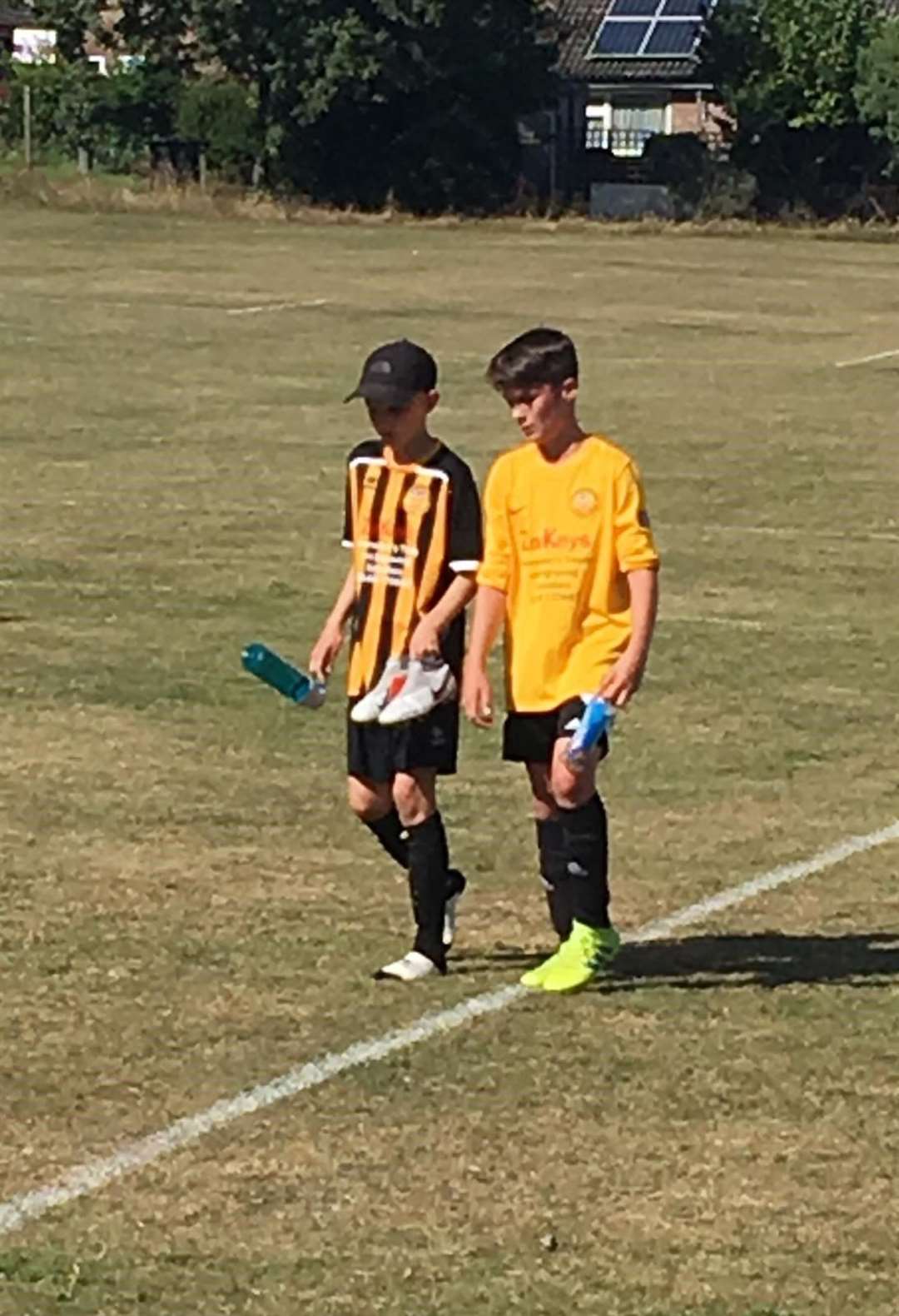 Best friends Lucas Newton and Oliver Doughty both play for Elmswell Youth FC (Cancer Research UK/PA)