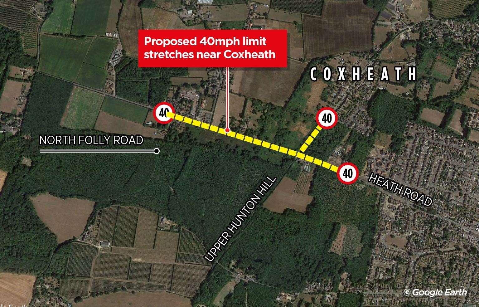 The new stretch of proposed 40mph road