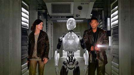A Sonny from the film I, Robot - starring Will Smith, right - will be on display in Kent