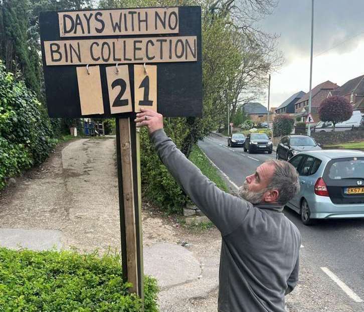 Andy Duffus hadn’t had a bin collection for more than three weeks. Picture: Becci Duffus