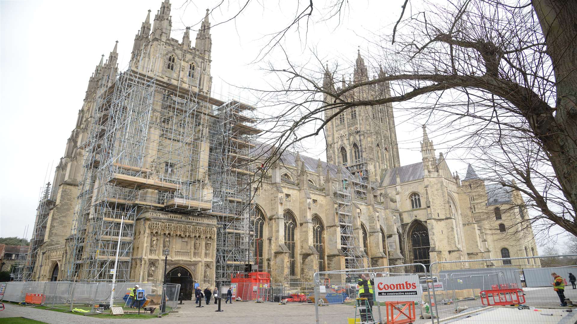 Scaffolding outside of the cathedral.