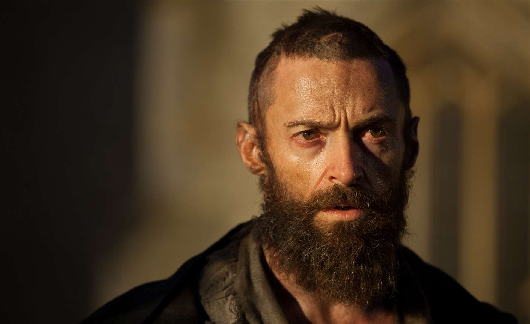 Hugh Jackman starring in the film version of Les Miserables