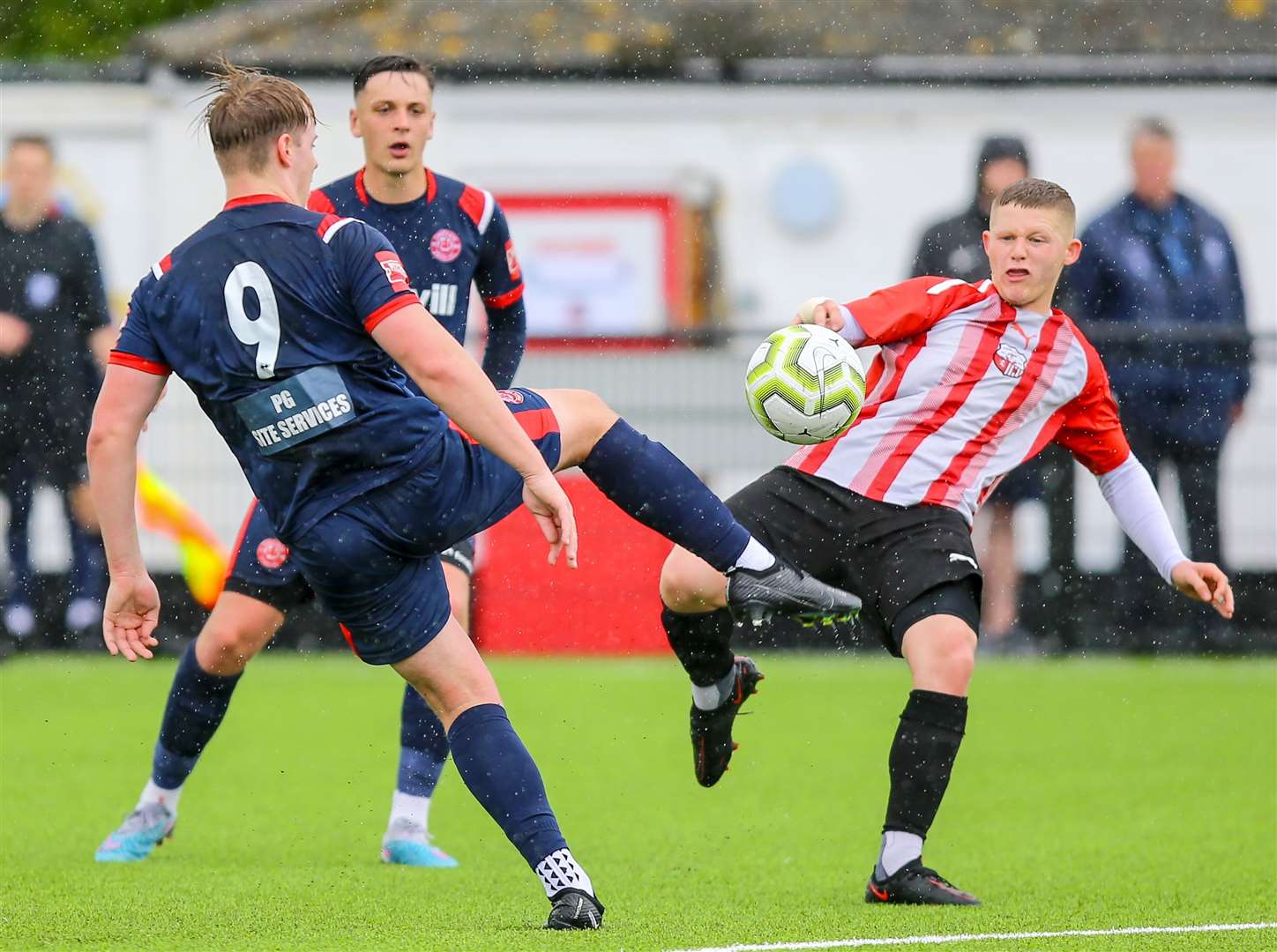 Action from the Kent Merit Under-18 Cup Final between Sheppey (red) and Chatham. Picture: Matt Bristow