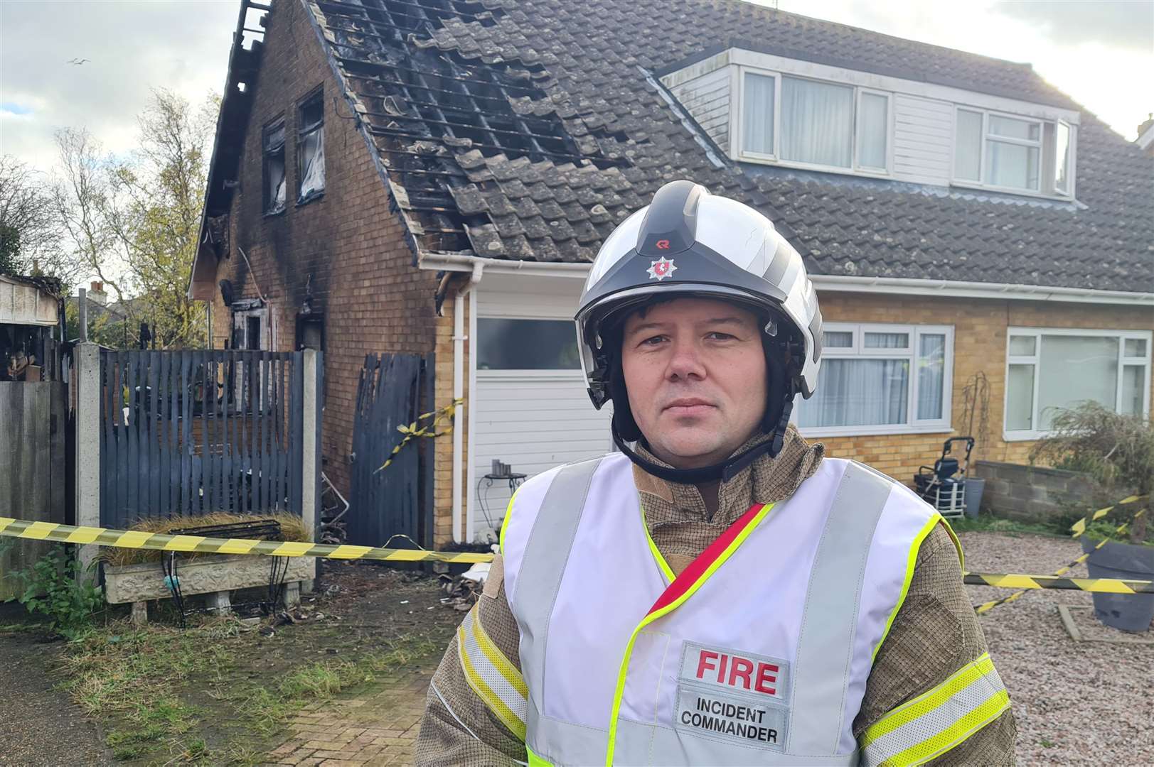 Station manager Nick Gammon at the scene of the bungalow fire in The Warren, Whitstable