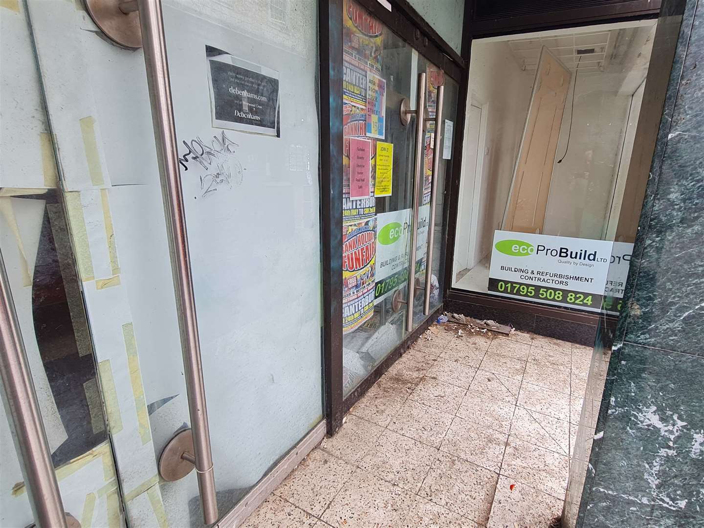 The former Debenhams store in Canterbury looks run-down