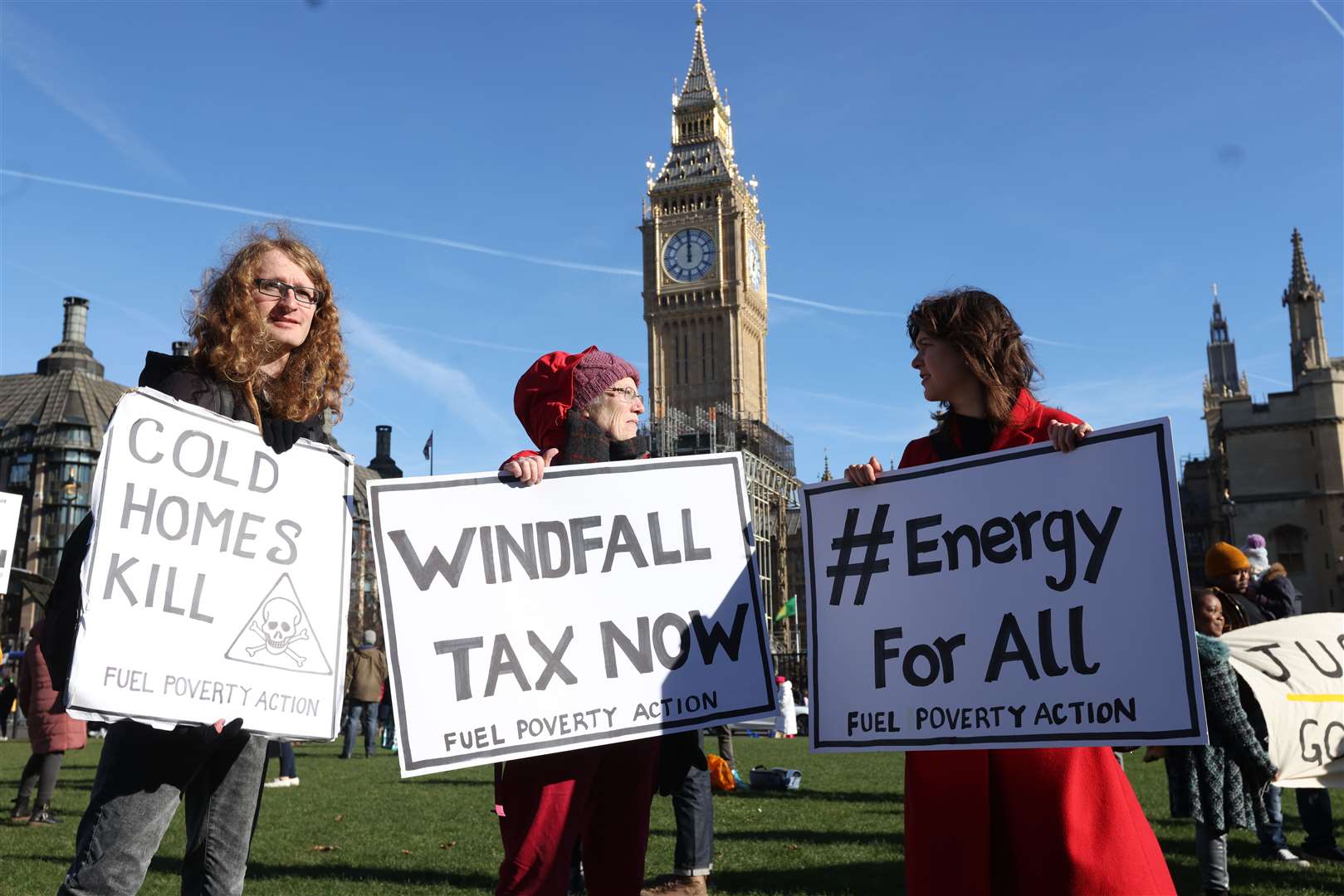 People in Parliament Square made their feelings known (David Parry/PA)