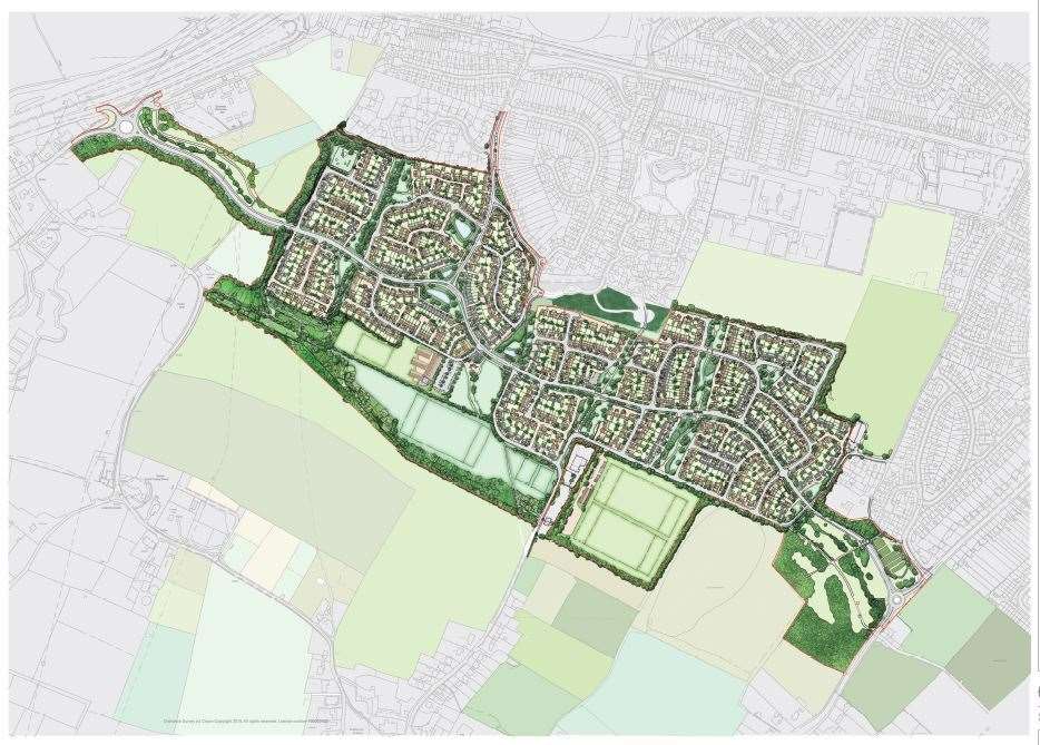 The proposals for nearly 700 homes near Borden (13064820)
