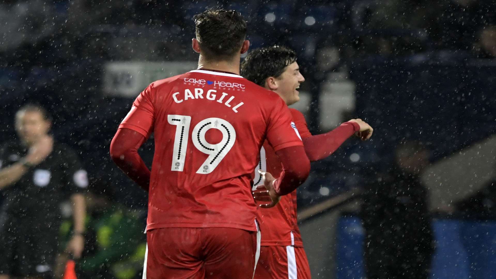 Smiles from Darren Oldaker after opening the scoring at West Brom on Tuesday Picture: Barry Goodwin