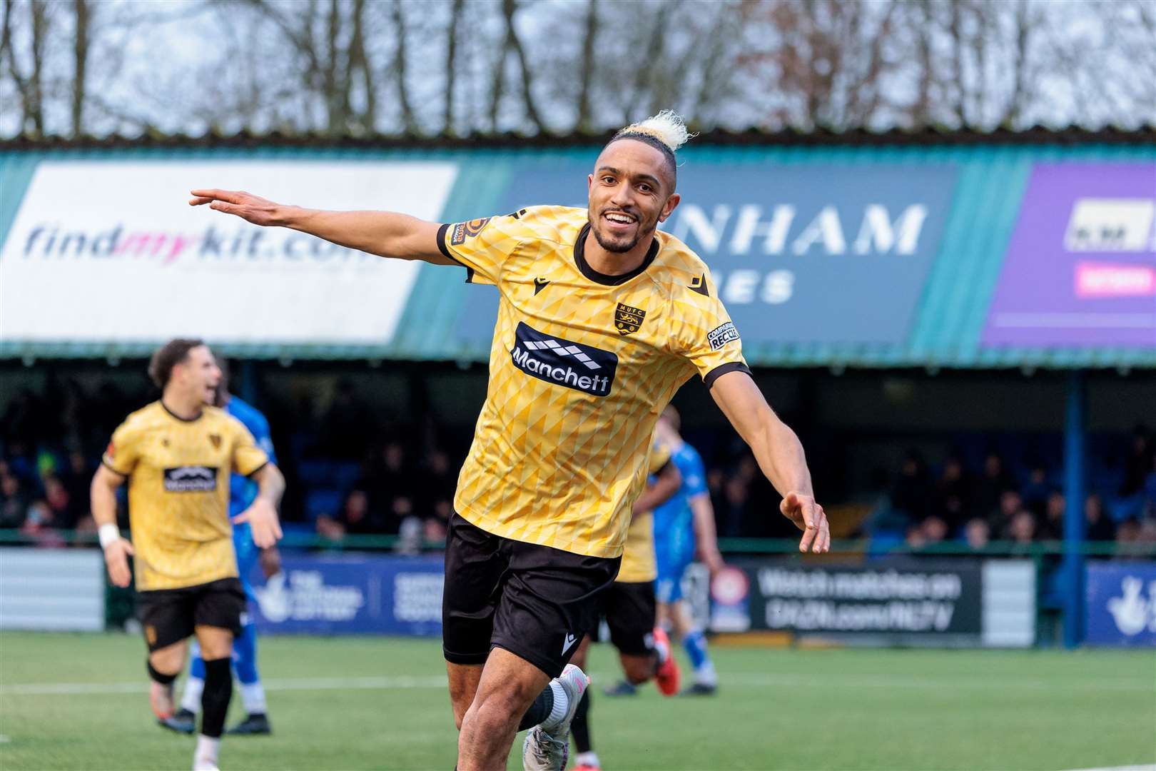 Delight for Matt Bentley after completing the scoring in Maidstone’s win at Tonbridge. Picture: Helen Cooper