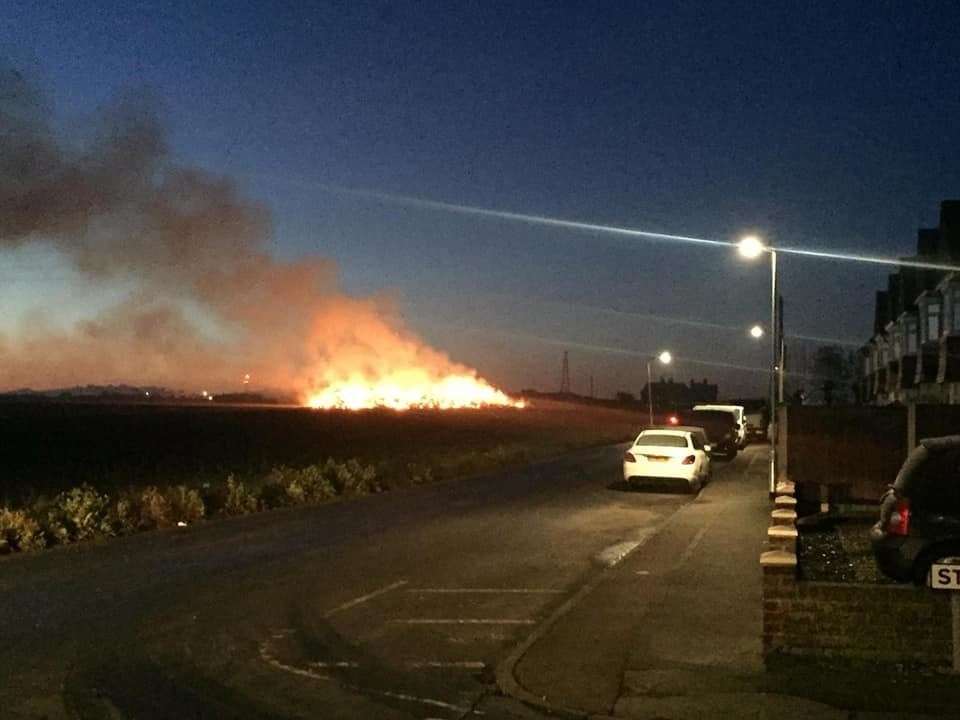 The haystack caught alight in the early hours of yesterday morning. Picture: Amanda Jayne Priddle