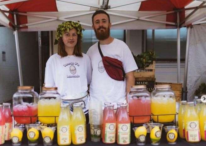 Brogue Stephens, of Beard B's Lemonades, with partner Aimee Pelling