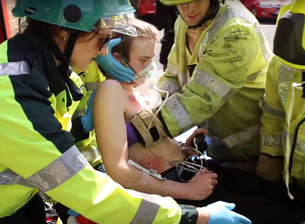 Firefighters and paramedics join forces in simulated car crash exercise