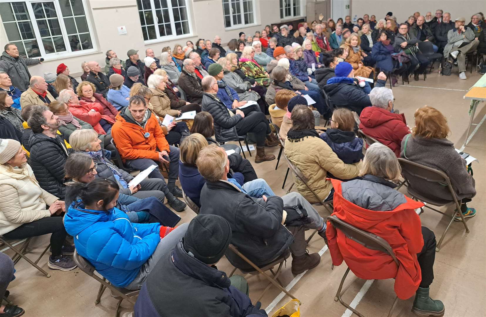 The mass of people attending the inaugural meeting of Save Our Seas Deal and Walmer at Walmer Parish Hall