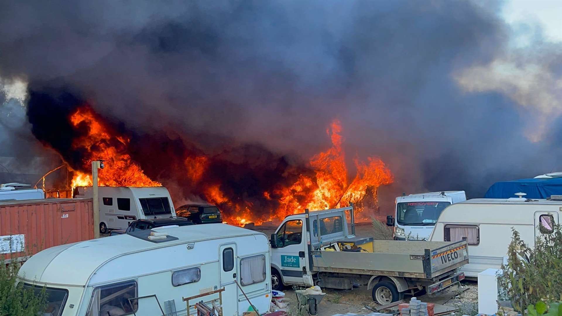 Eight fire engines have been called to a blaze off Birchwood Road in Dartford. Photo: Barry Chantler/Dakar Cars