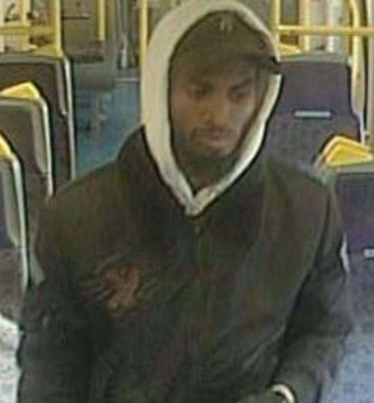 Police have released a CCTV image after reports of a man masturbating on board a train. Picture: BTP