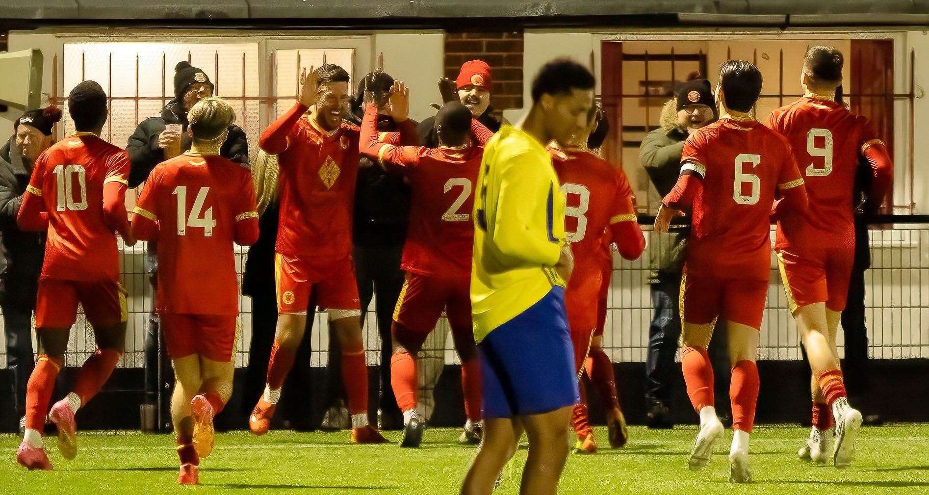 Jamie Coyle makes it 2-0 to Whitstable. Picture: Les Biggs