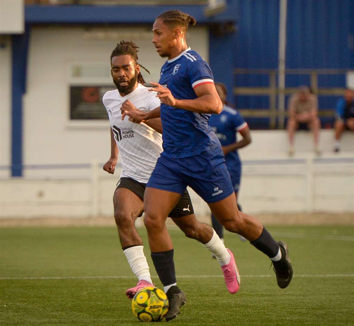 Jordan Ababio - came off the substitutes’ bench to score the winning goal for Margate in their 2-1 weekend win at Lancing. Picture: Stuart Watson