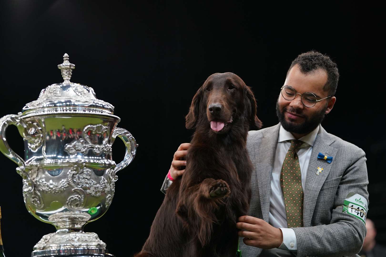 Gundog winner Baxer, a flat-coated retriever, took the Best In Show title at Crufts Dog Show in Birmingham (Joe Giddens/PA)