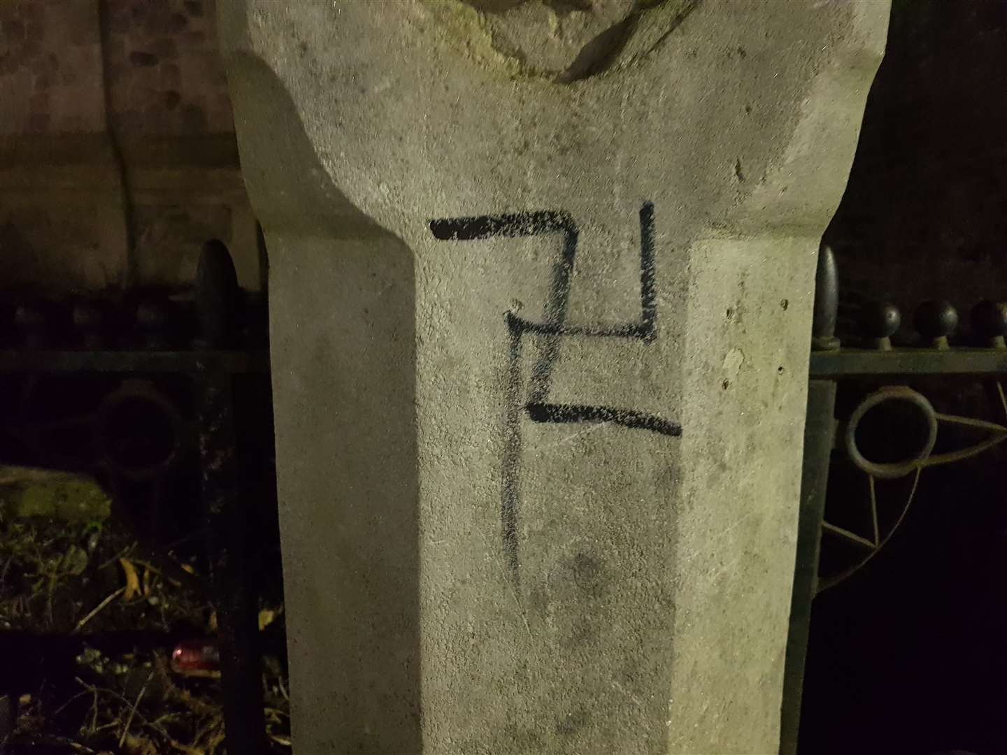 Wastika is daubed outside Chatham Memorial Synagogue