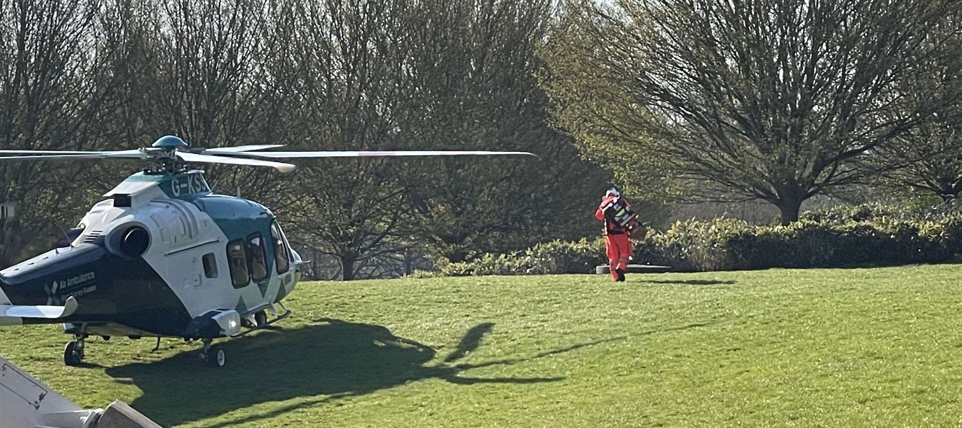 The air ambulance landed in Whatman Park. Picture: Philip Anderson