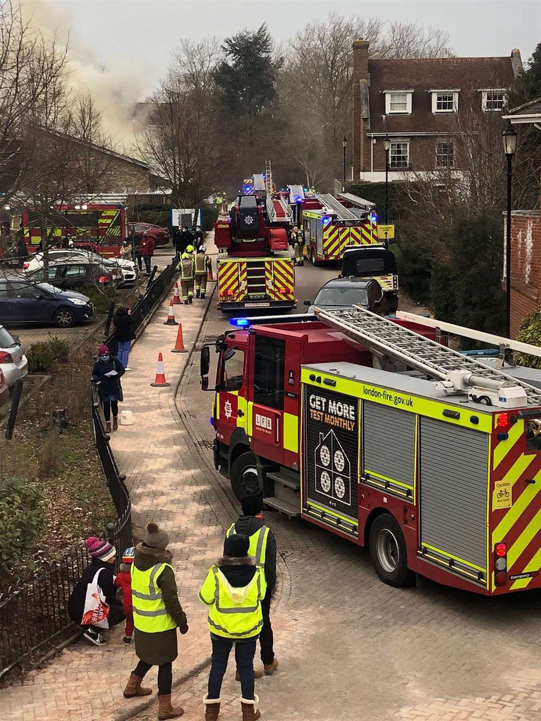 Fire service vehicles at Emberbrook Community Centre (@AboutTD/PA)