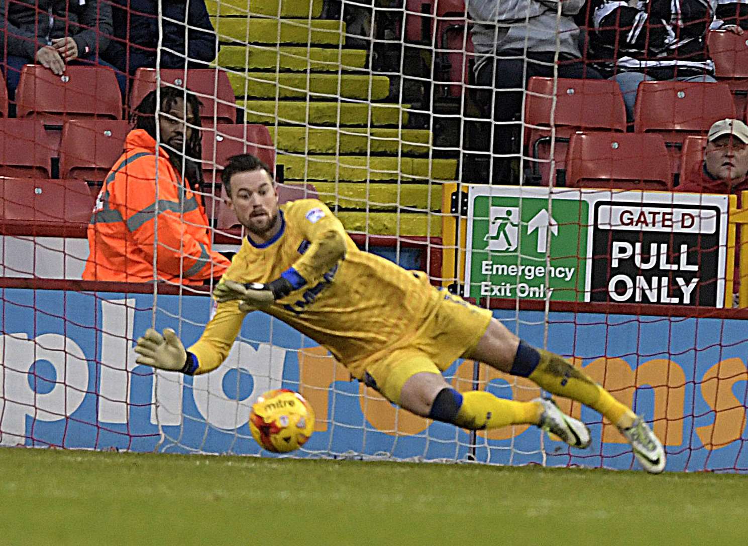 Stuart Nelson pulls off a save Picture: Barry Goodwin