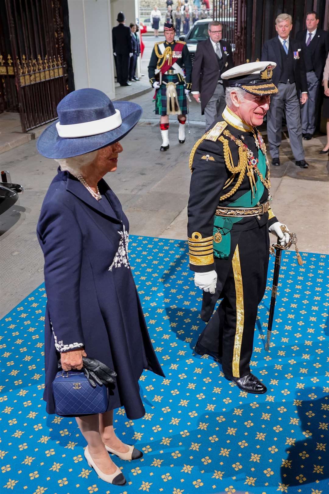 Charles and the Duchess of Cornwall were all smiles as they arrived at the Sovereign’s Entrance to the Palace of Westminster (Chris Jackson/PA)