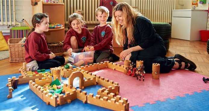 Westmeads Community Infant School head Kirsty White with pupils. Picture: Westmeads Community Infant School