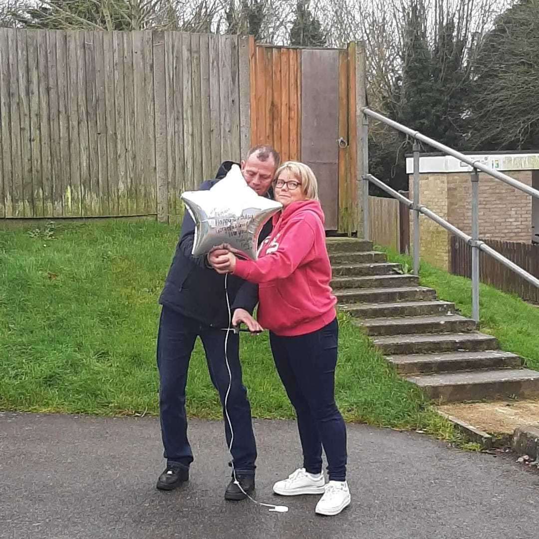 Mya's dad Mike Lawrence and aunty Wendy Stallwood, who travelled from Chichester, release a balloon Picture: Dawn Hopkins