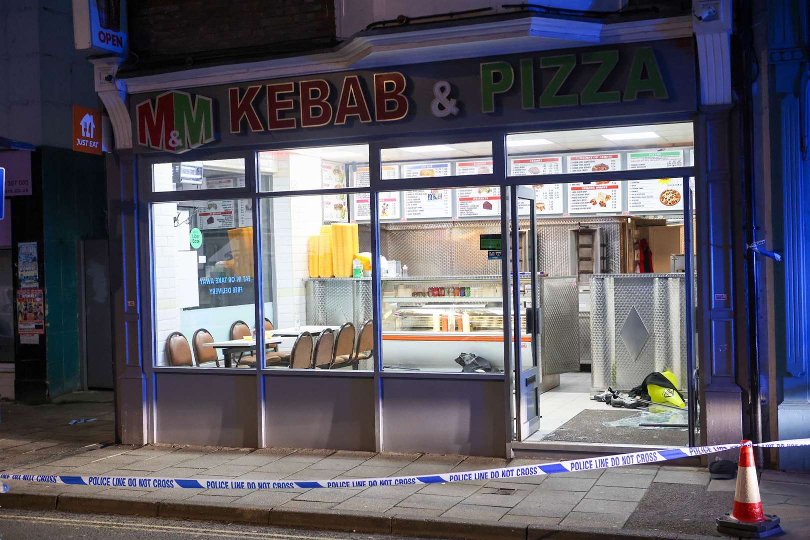 Police at the scene of the suspected stabbing in King Street, Ramsgate. Picture: UKNIP (63193198)